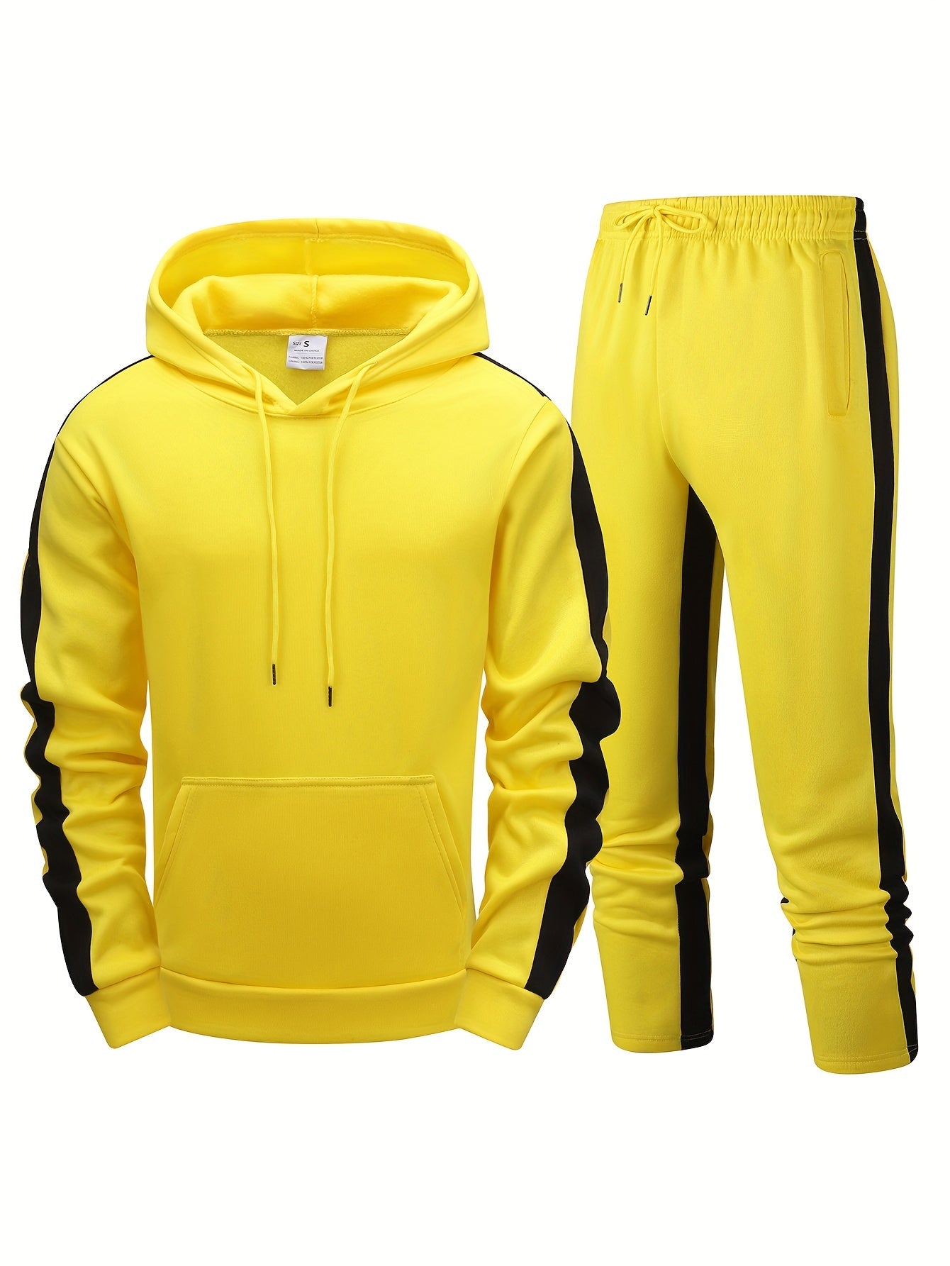 Europe and the United States Men's long-sleeved hoodie two-piece fashion casual sports suit Men's patchwork hoodie