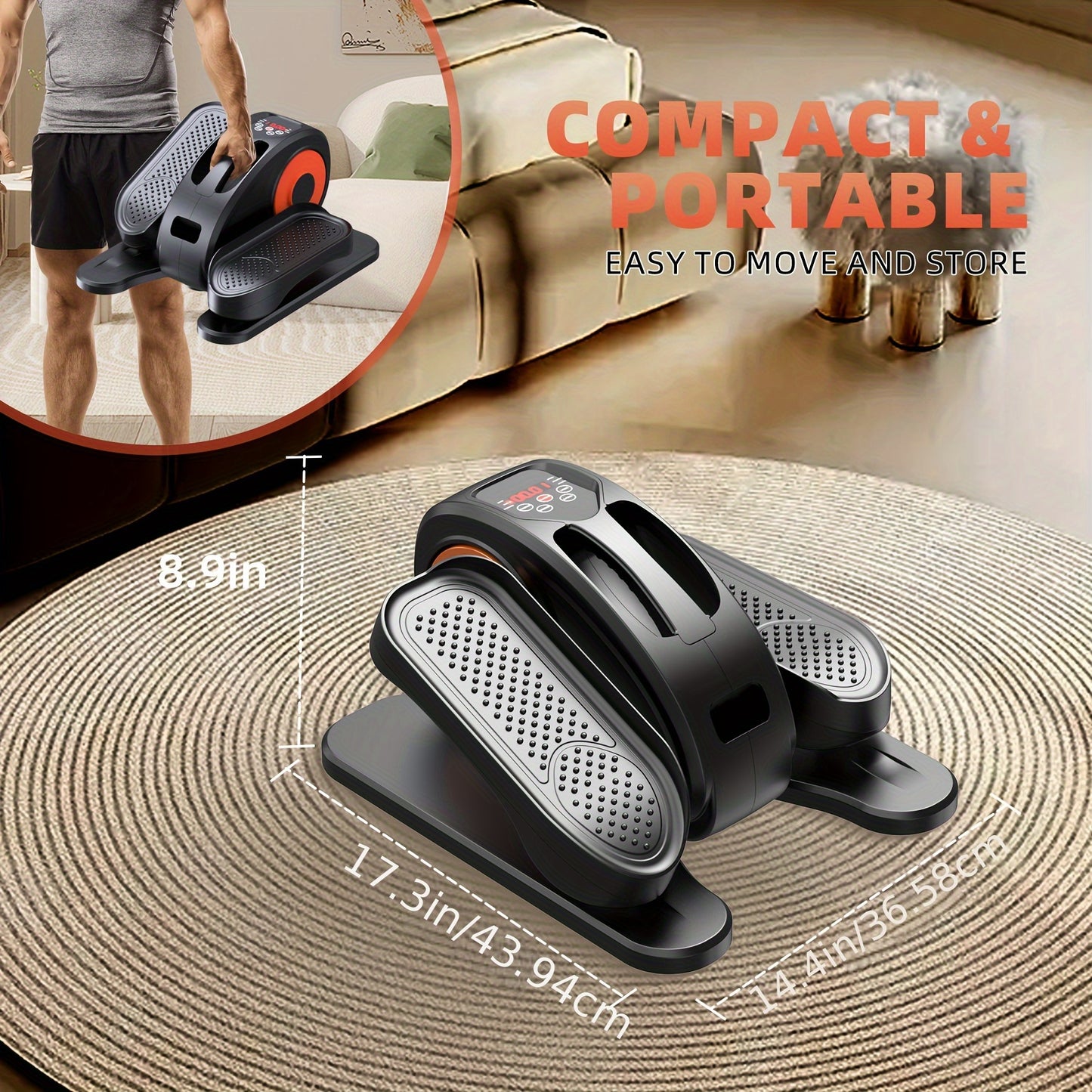 Under Desk Elliptical Machine, Ellipse Leg Exerciser for Seniors Fully Assembled, Quiet & Portable Electric Seated Pedal Exerciser with Remote Control & 12 Adjustable Speeds