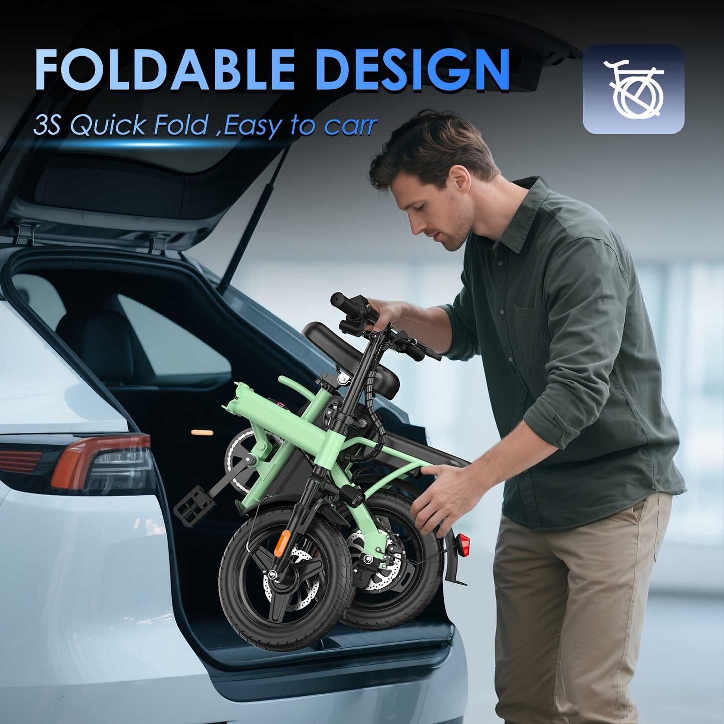 48V 10AH Removable Battery, Folding Electric Bike|350W Motor|48V Battery|14-Inch Tires|Portable Commuter E-Bike For City Riding& Outdoor Adventures | Long-Range Lithium Battery | Portable Compact Design | Durable Frame | LED