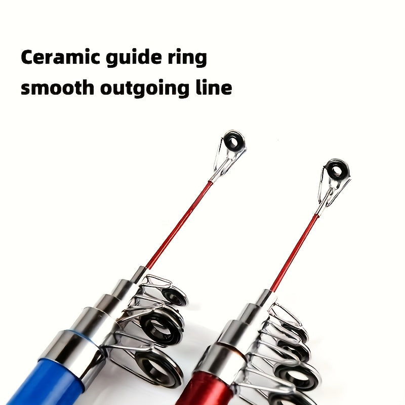 Portable Telescopic Fishing Rod with a Rotating Reel And Bait Hooks for Travel, Complete Rod Kit with Bait Tackle Set And Hook Storage Bag, Soft Bait T-Tail Pre-Wound Reel Set, Packed in a Suitcase.