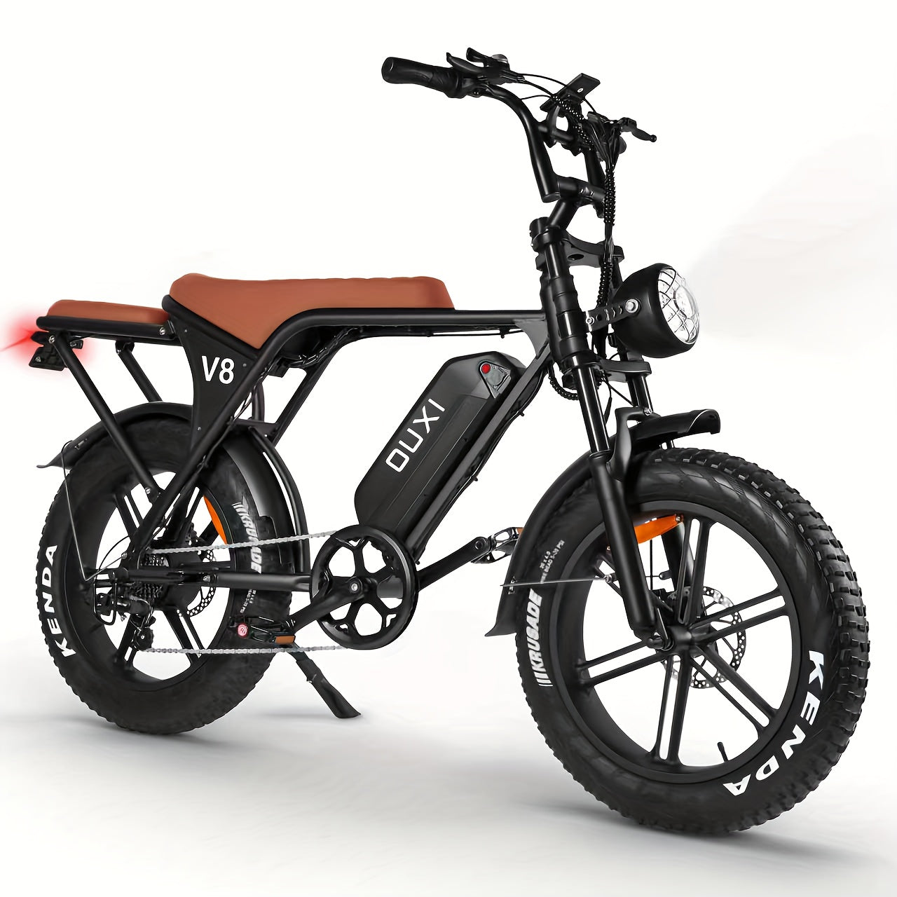 1-Pedal /Electric Bike - Heavy-Duty All-Terrain 20" Tire Electric Mountain Bike with 740W Motor, 48V 15Ah Removable Battery, 7-Speed Gear System, Front/Rear Disc Brakes, Global Voltage 100-240V, Global Plug Compatibility, All