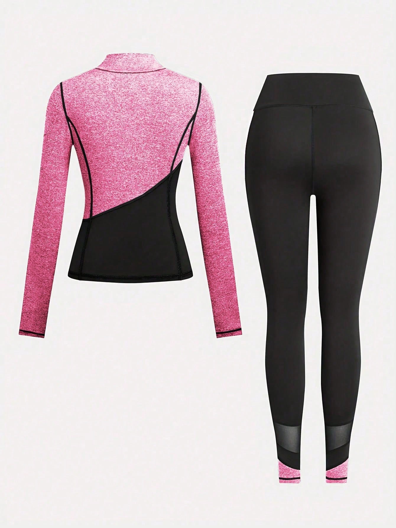 Yoga Outfit Set, a Two-Piece Yoga Ensemble Including a Jacket And Leggings, Women'S Jogging Sportswear, Yoga Fitness Workout Set.