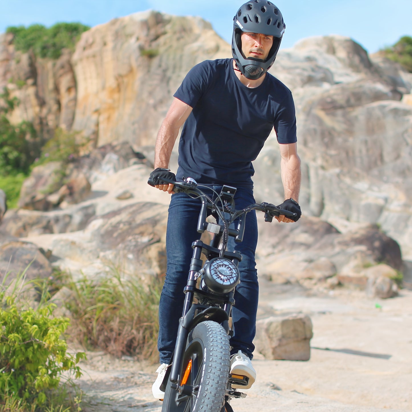 1-Pedal /Electric Bike - Heavy-Duty All-Terrain 20" Tire Electric Mountain Bike with 740W Motor, 48V 15Ah Removable Battery, 7-Speed Gear System, Front/Rear Disc Brakes, Global Voltage 100-240V, Global Plug Compatibility, All