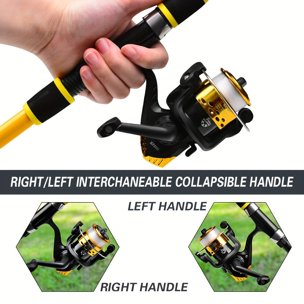 PRO BEROS Telescopic Fishing Rod 4.9ft/5.6ft Heavy-Duty Fiber Baitcasting Pole - Collapsible Power Rod with Spinning Compatible for Freshwater/Saltwater Fishing, Portable for /boat (Ideal for Trout, Bass, Pike) - Ideal