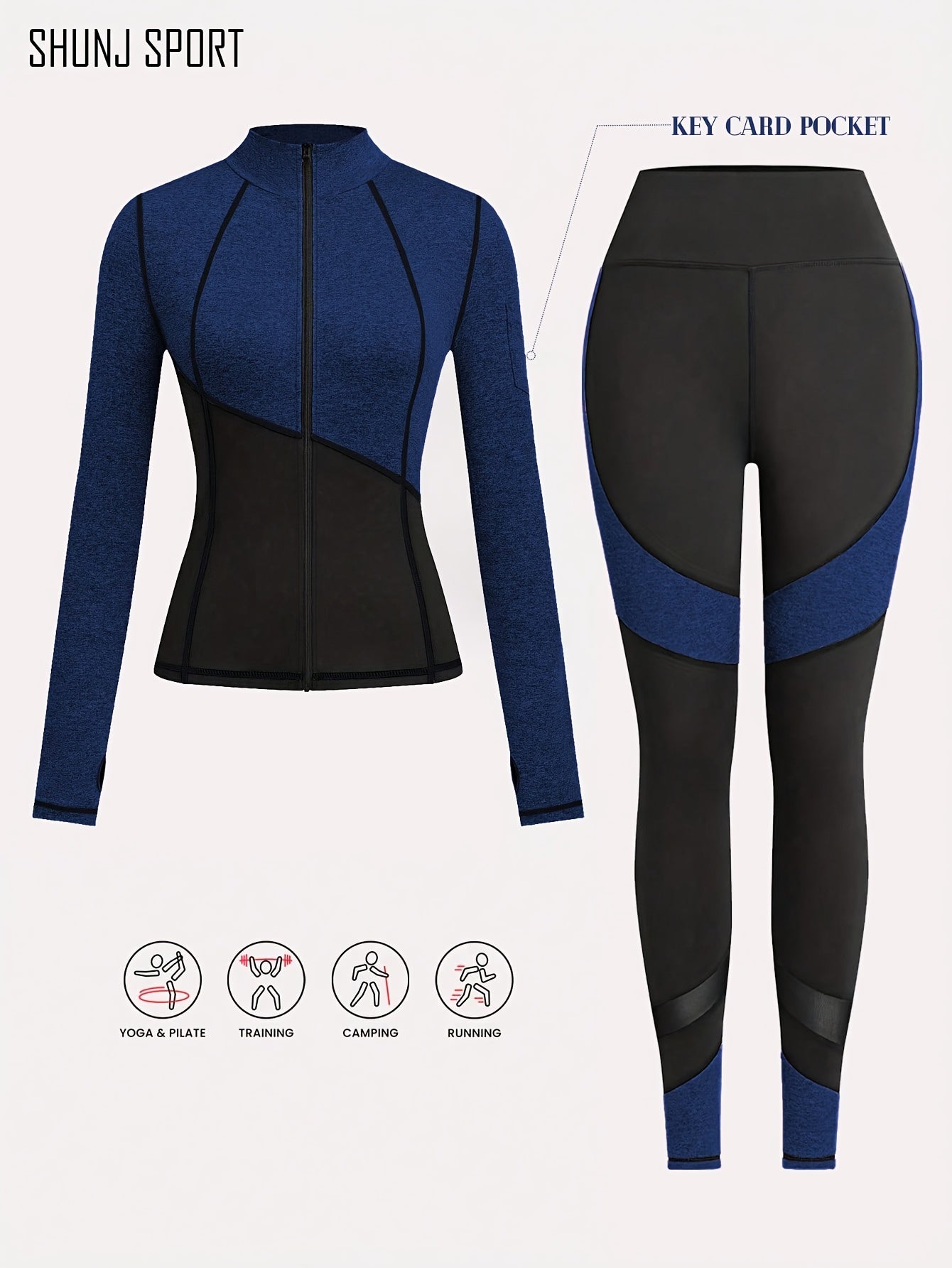 Yoga Outfit Set, a Two-Piece Yoga Ensemble Including a Jacket And Leggings, Women'S Jogging Sportswear, Yoga Fitness Workout Set.