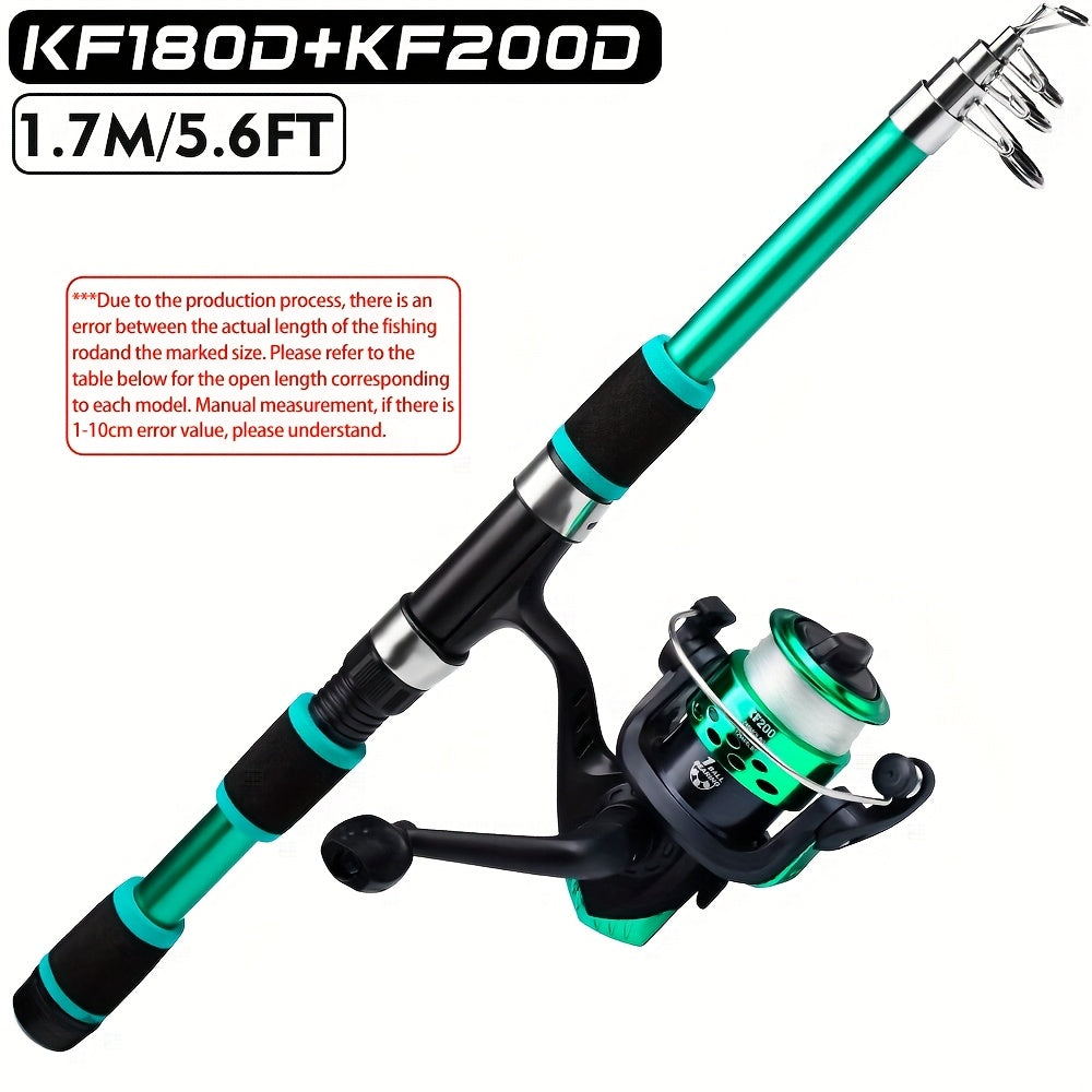 PRO BEROS Telescopic Fishing Rod 4.9ft/5.6ft Heavy-Duty Fiber Baitcasting Pole - Collapsible Power Rod with Spinning Compatible for Freshwater/Saltwater Fishing, Portable for /boat (Ideal for Trout, Bass, Pike) - Ideal