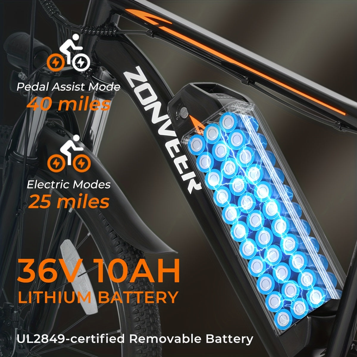 M26 Electric Bike for Adults - 500W Motor, 40-Mile Range & 20MPH High-Speed, 26" All-Terrain Tire Ebike with Front Suspension, 7-Speed Shimano System, 360Wh Removable Battery, Hydraulic Disc Brakes, Carbon Rims & Off-Road for
