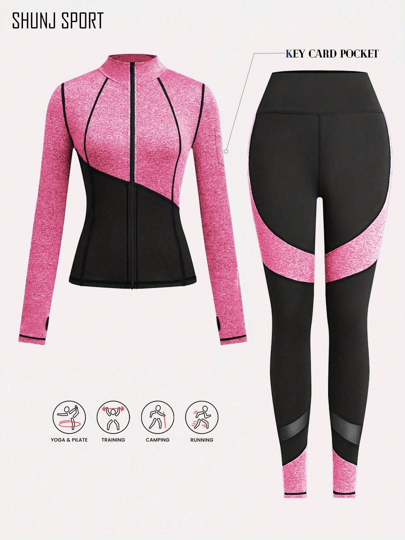 Yoga Outfit Set, a Two-Piece Yoga Ensemble Including a Jacket And Leggings, Women'S Jogging Sportswear, Yoga Fitness Workout Set.